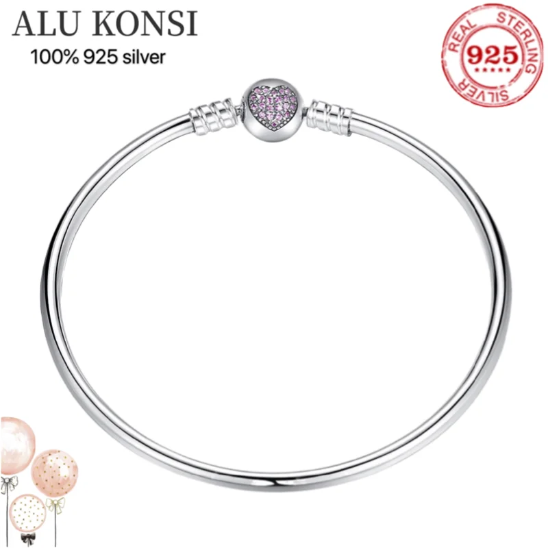

Hot Sale 100% Real 925 Sterling Silver pan Bracelet for Women Fit Original Design snake Charms Bangle DIY high quality Jewelry