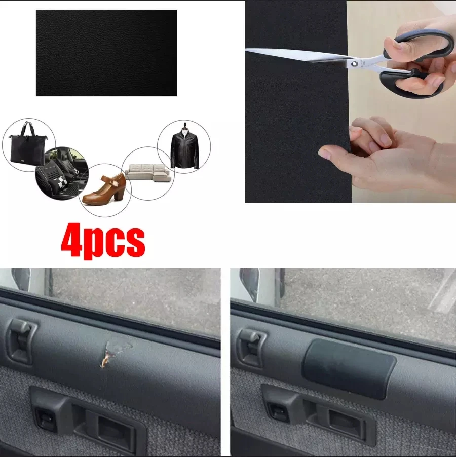 

4 Pcs Car Seat synthetic Self Adhesive Sofa Synthetic Leather PU Patches Artificial Hole Repair Car Sticker Seat Applique Kit