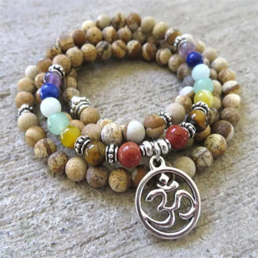 Браслет мала из камня с изображением 6 мм браслет бусинами 108 драгоценного на