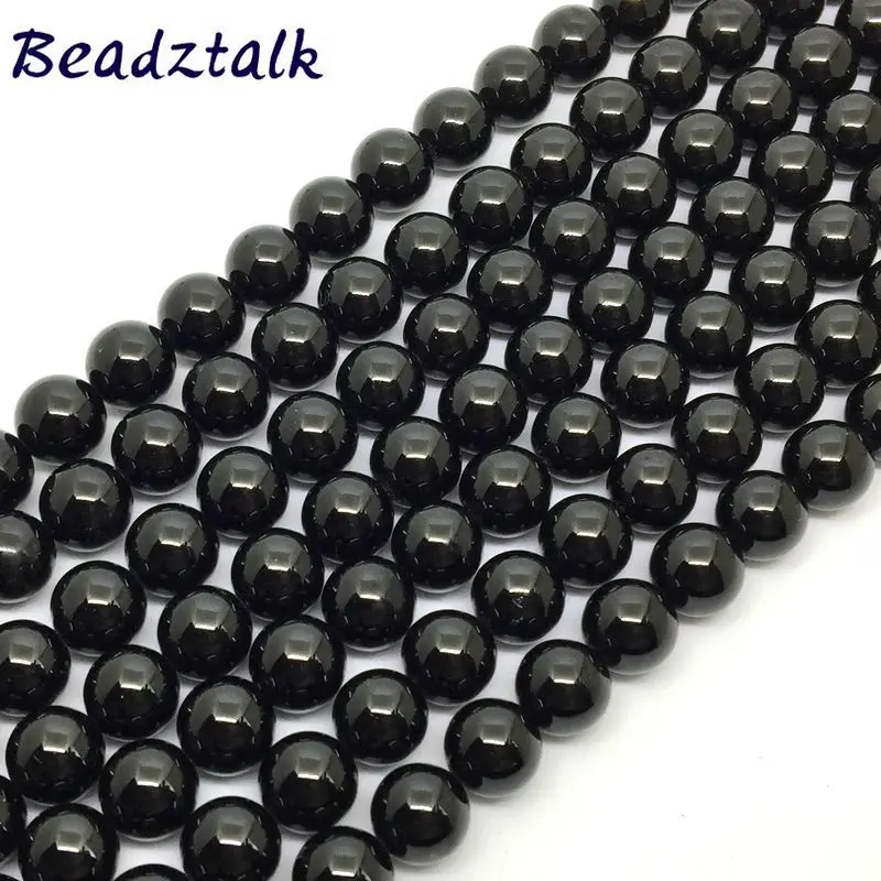 Бусины из натурального черного турмалина гладкие круглые бусины-разделители 6 мм