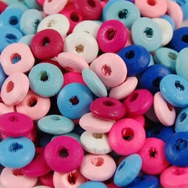 

10mm Wooden Beads 100pcs Styles Spacer Beading Wood Beads for Jewelry Making DIY Baby Toys Bracelets Necklaces Pacifier Clips