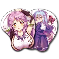 wholesale vip no game no life cosplay props sexy mouse pad jibril shiro 3d breast mousepad wrist rest soft gel game playmat gift