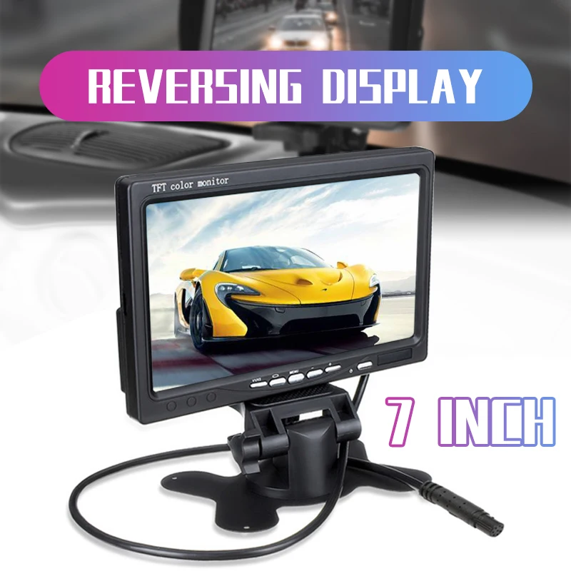 

7 Inch 12V Car Monitor TFT LCD Screen Car Monitor Rearview Screen For CCTV Reversing Rear View Backup Camera+Remote Control