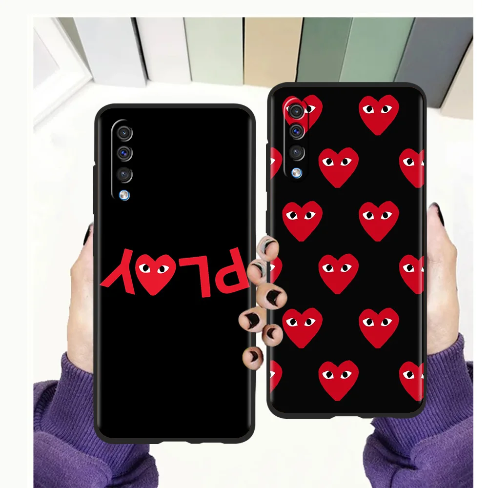 

Fashion Street Brand PLAY DeSign-CDG Phone Case for Samsung Galaxy A12 A22 A02 A03 A03S A50 A70 A40 A10 A20 A30 Luxury TPU Cover