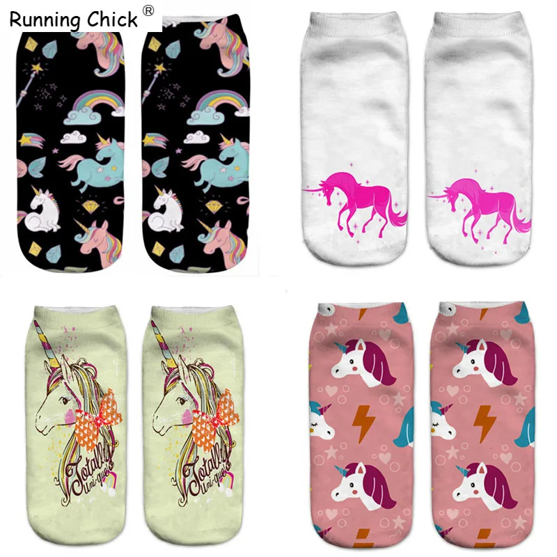 Бег цыпленок Единорог 3D цифровая печать женские носки оптом|socks wholesale|socks socksocks women