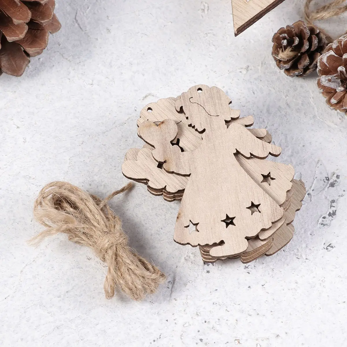 10 шт. украшения для рождественской елки подвесные деревянные подвески из
