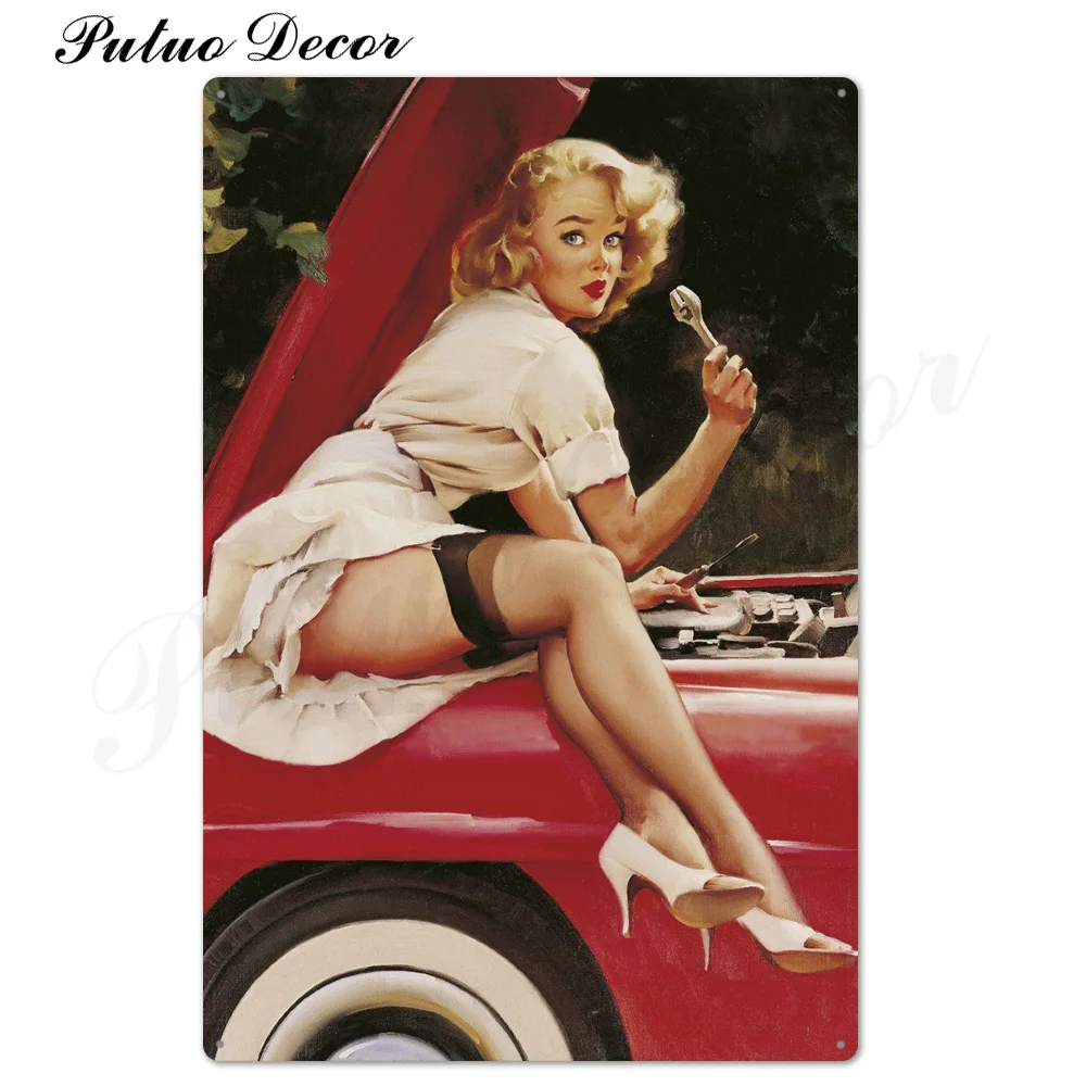 TH2020 Pin Up Girl Оловянная табличка металлическая винтажная Сексуальная металлическая вывеска Настенный декор для бара паба клуба человек пещера значки в стиле ретро металлическая живопись - Цвет: TH2020