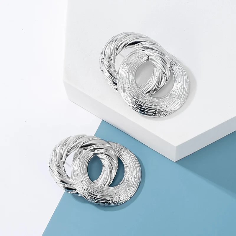 Модные большие массивные Висячие серьги для женщин геометрические серебряные