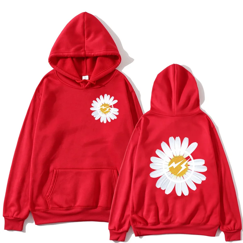 

2020 New Men Women Sweatshirt Streetwear Hoodie Sweatshirt Chrysanthemum Printing Simple Unisex Pullover Female Male Tops