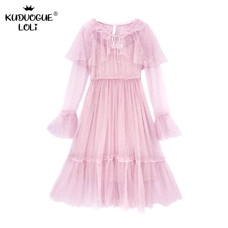 Женское фатиновое платье с высокой талией Сетчатое на шнуровке элегантные