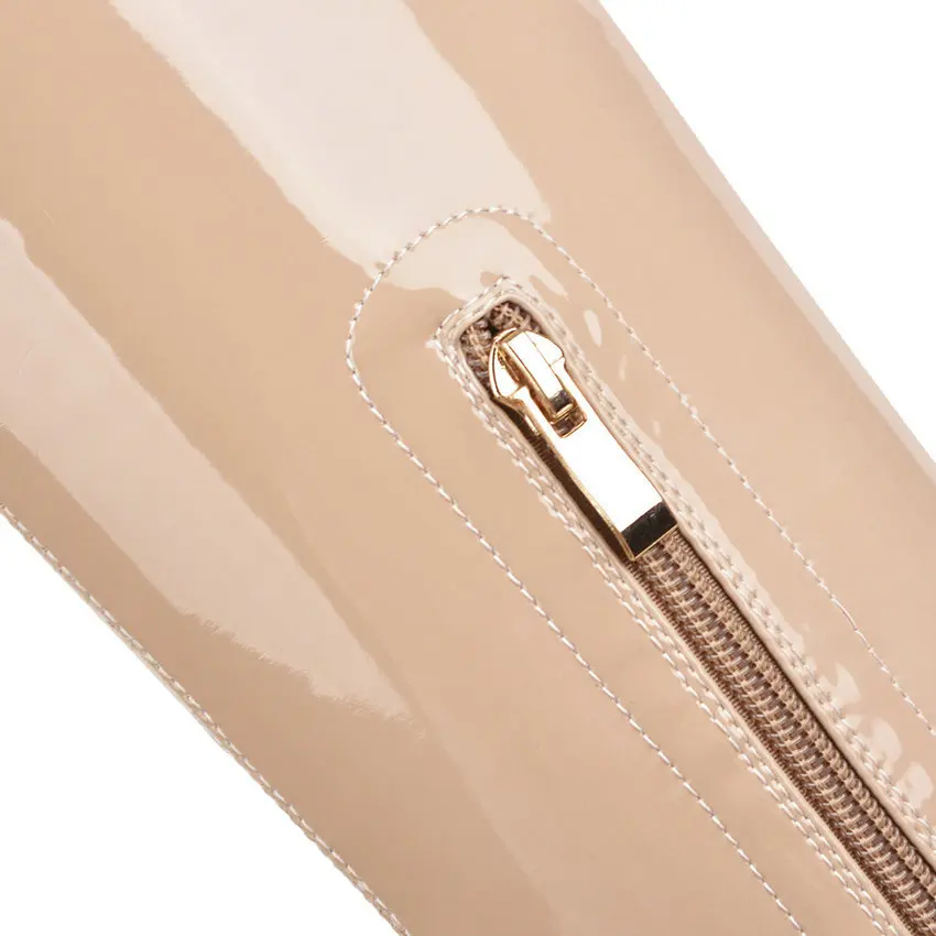 Женские ботинки QUTAA осенние и зимние сапоги из искусственной кожи с острым носком