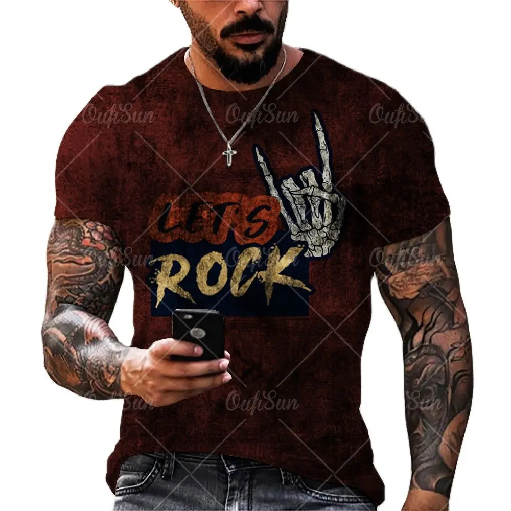 

Summer Casual Men's Golden Classic T-shirt Retro Old 3d Printing Top T-shirt Fashion Street O-neck Short-sleeved Men's Clothing