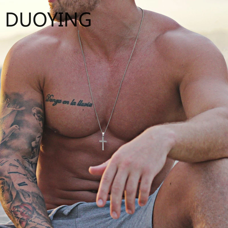 DuoYing 2019 Fashion New Stainless Steel Chain Pendant Necklace For Men Classic Cross Gold &amp Silver Jewelry Gift | Украшения и
