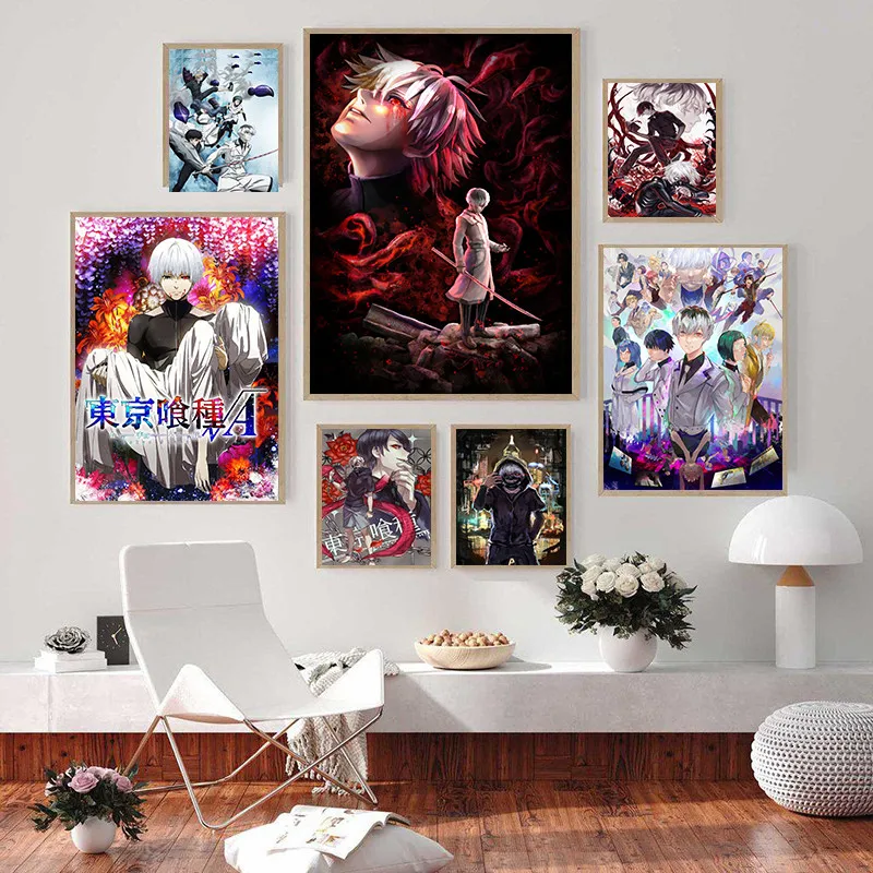 

Японское аниме, Токийский Гуль, бумага с белым покрытием, принты, четкое изображение, гостиная, спальня, бар, домашний художественный бренд