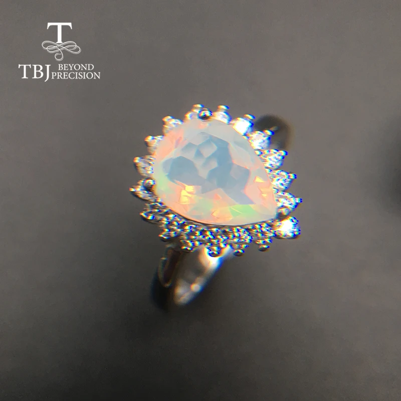 ring TBJ, натуральный опал, ювелирный набор, подвеска, кольцо, серьги, серебро 925 пробы, простой набор ювелирных изделий для женщин, хороший подарок - Цвет камня: ring