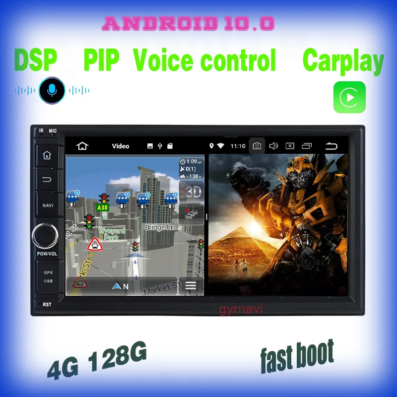 

7" PX6 voice control Android 10.0 double Din car Universal Multimedia GPS Navigation Carplay radio Bluetooth mp3 player wifi usb
