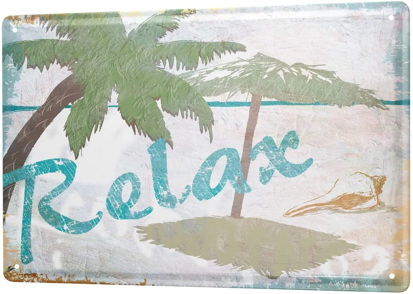 

Tin Sign Metal Plate Decorative Sign Home Decor Plaques Nostalgic Motif Relaxation Palm Trees 8X12