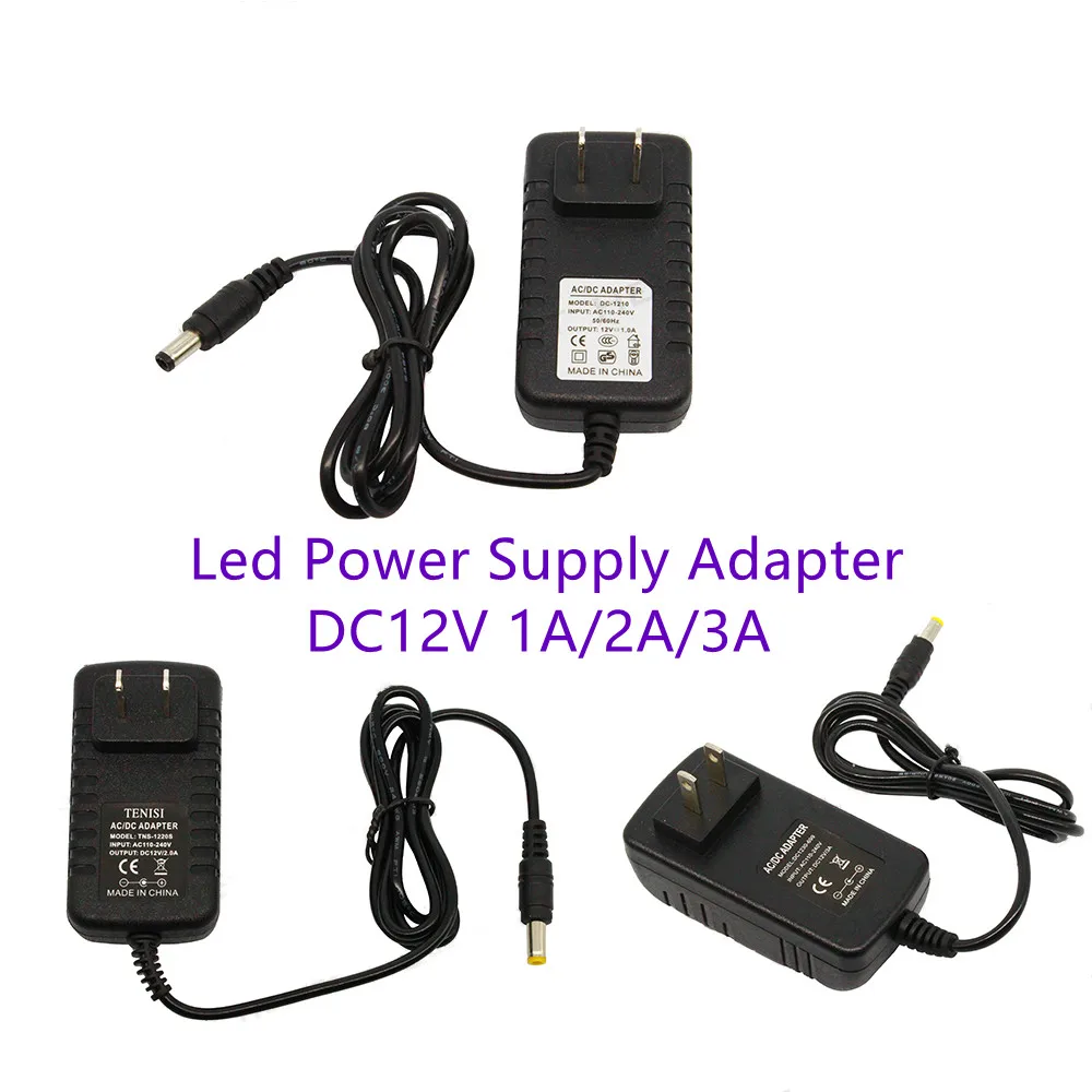 

US/EU/AU/UK Plug 1A/2A/3A Power Supply Adapter 12W/24W/36W AC100-240V to DC12V Charger Power Adaptor Switching for LED Strip