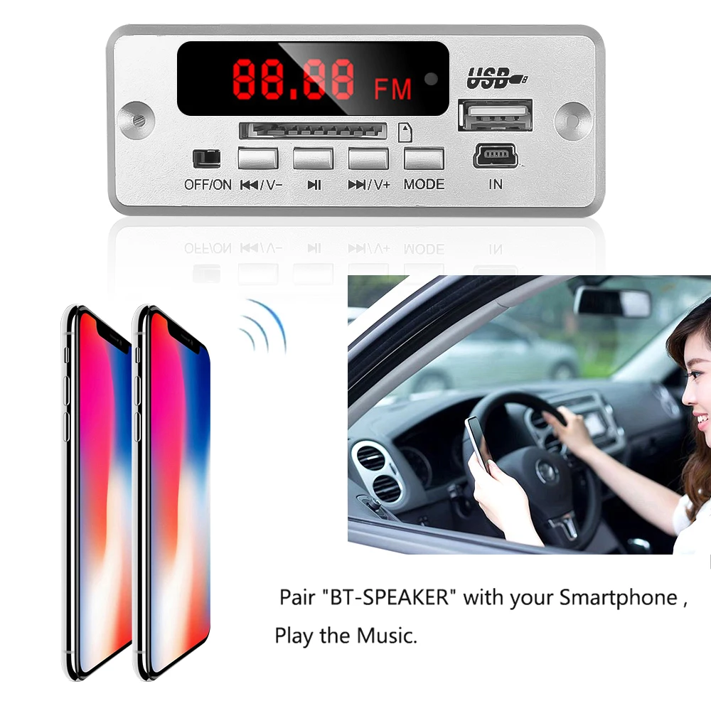Беспроводной автомобильный USB MP3 плеер KEBIDU Bluetooth 5 0 модуль декодирования слот для