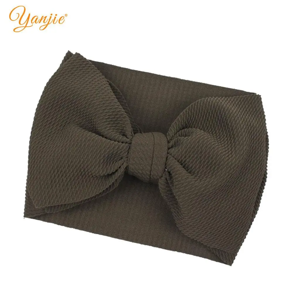 olive green 7 дюймов Большой узел бант повязка на голову для девочек зимняя мода большие заколки для волос эластичные волосы группы детей цельный Тюрбан повязка на голову аксессуары для волос - Цвет: olive green