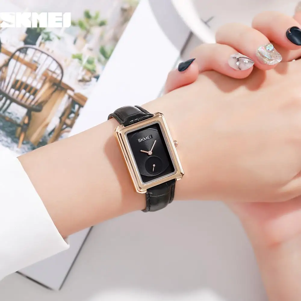 

SKMEI NEW Fashion Watch Elegant Textured Dial Quartz Women Watches Vintage Leather Strap Casual Ladies Wristwatches Relogio 1691