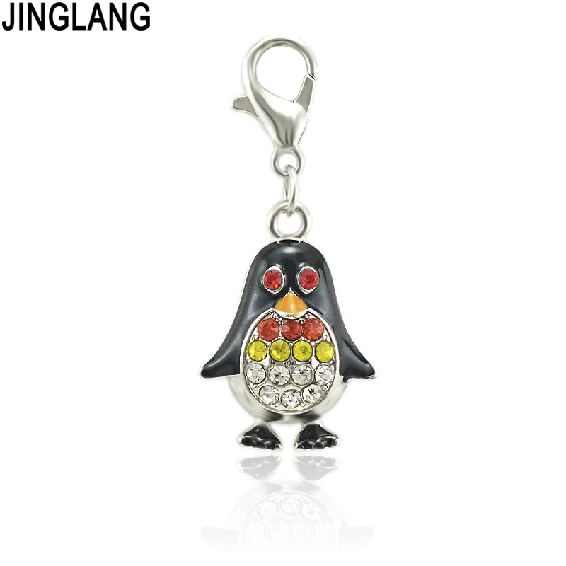 JINGLANG модная застежка карабин подвеска Стразы Пингвин Животные Подвески DIY