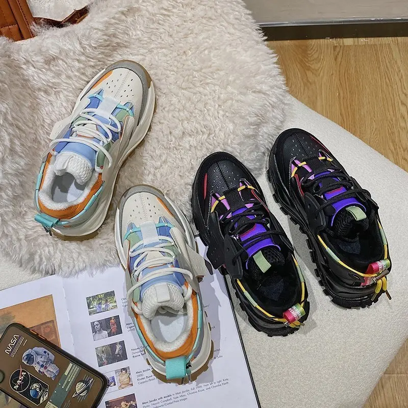 

Fashion Round Toe Lace Up Vulcanized Shoes Women Sport Casual Shoes Platform Sneakers Woman Single Shoes Zapatillas Mujer 2021