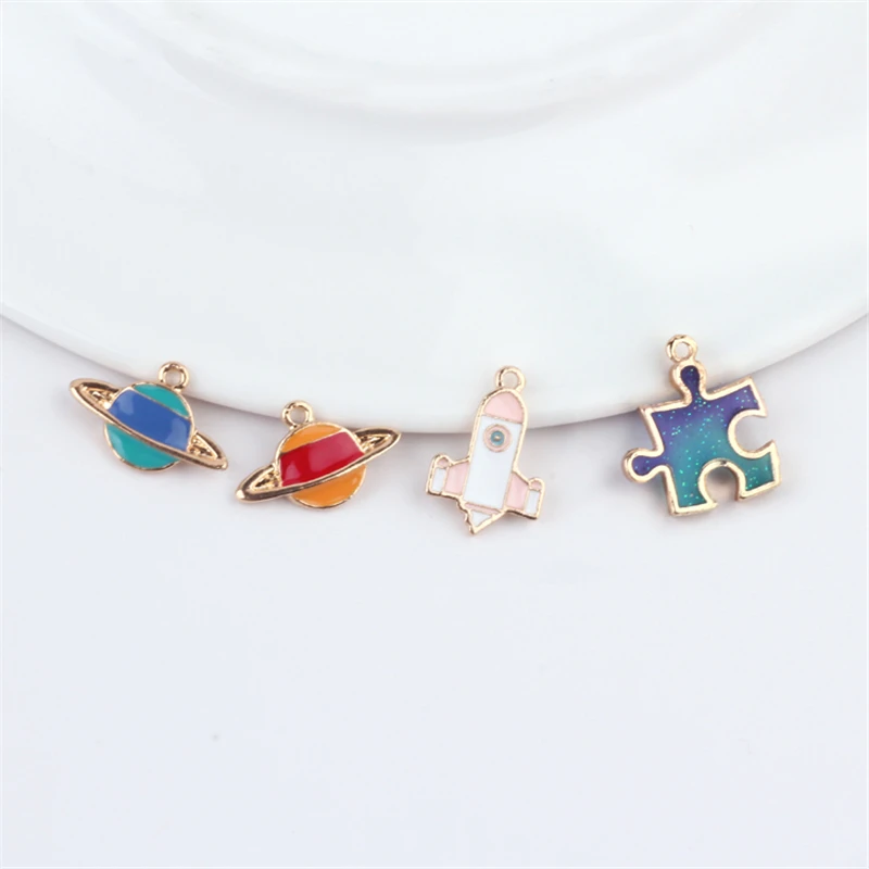 10 шт. хит продаж серьги модные звезды луна ракета сплав масло подвеска трендовые