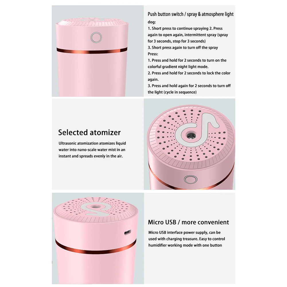

3 Colors Mini Unique Cup Shaped Air Humidifier with Night Light Versatile Portable Simple Humidifier for Car Home New Hot