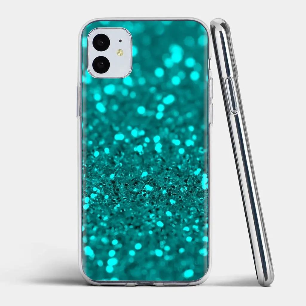 Мягкий чехол в горошек с синими блестками форме сердца для iPhone 11 Pro 4 4S 5 5S SE 5C 6 6S 7 8 X