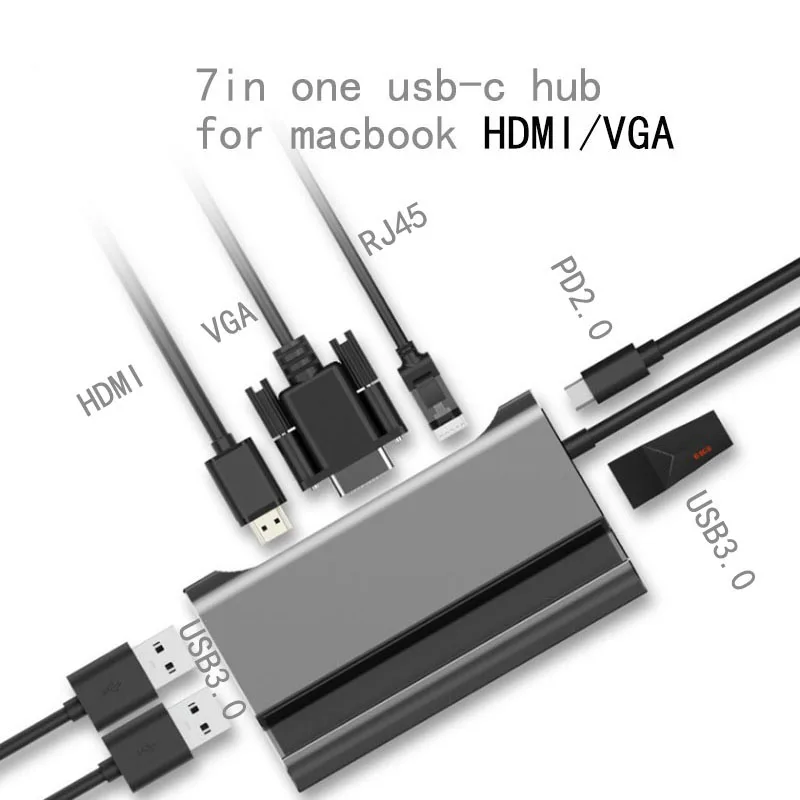 USB C ноутбук док-станция 3 0 VGA RJ45 PD концентратор HDMI порт подключения типа C: