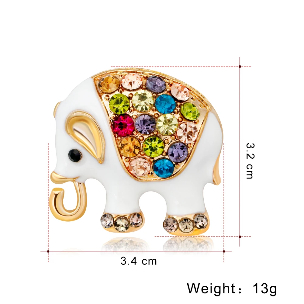 Брошь в форме белого слона с кристаллами | Украшения и аксессуары