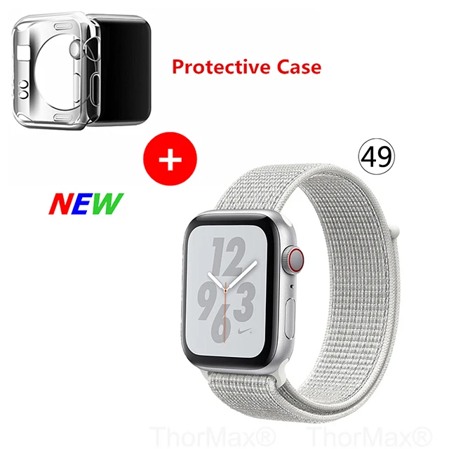 Нейлоновый спортивный бесшовный ремешок для наручных часов iwatch, 4 цвета, в полоску, легкий мягкий сплетенный ремешок для наручных часов Apple Watch 4 серии 3/2/1 38 мм 42 мм 40 мм 44 мм - Цвет ремешка: 49-Flash White