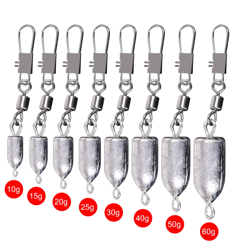 

Water Fishing Sinker Bullet Weights Fishing Tackle Accessories Pesca Sinker Lures for 10g/15g/20g/25g/30g/40g/50g/60g