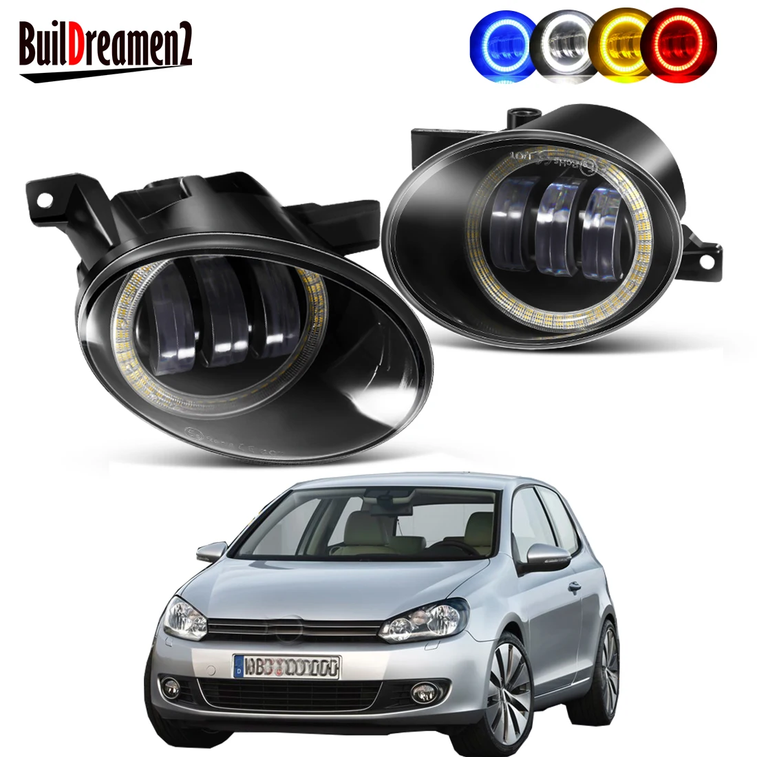 2 X ангельский глаз противотуманные фасветильник в сборе для Volkswagen VW Golf Mk6 2009-2013