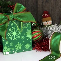 n2043 38mm red edge green gift wrapping wired edge ribbon 25yards roll