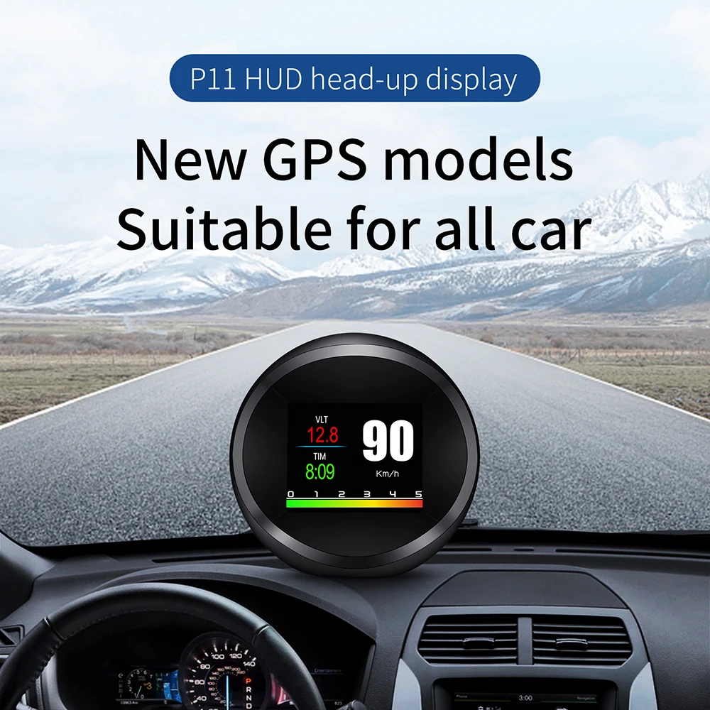 

ODB2 GPS двойная система автомобильный Умный Цифровой измеритель ODB2 цветной экран P11 круглый HUD Дисплей безопасности даты горячая распродажа