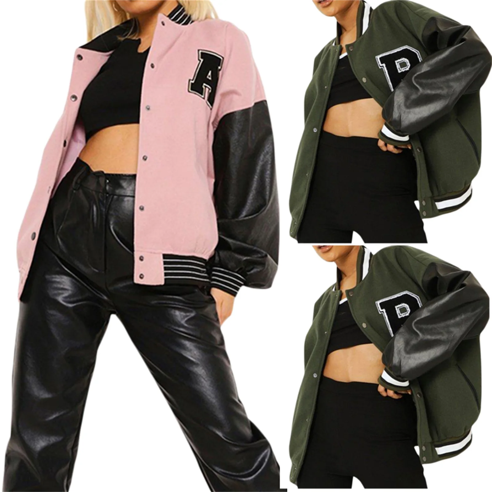 

hirigin Fashion Bomber Jacket College Baseball Sports Letter Print Jacket for Men and Women Teens Essentials Baseball Jackets