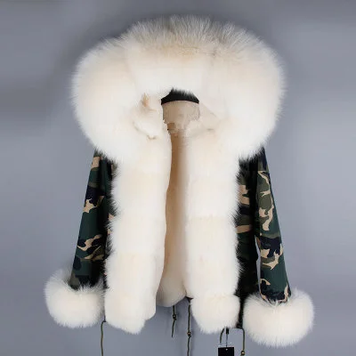 8 OFTBUY, парка, зимняя куртка для женщин, большой натуральный Лисий мех, воротник, теплая Толстая парка, верхняя одежда, зимнее пальто, женское меховое пальто - Цвет: 8