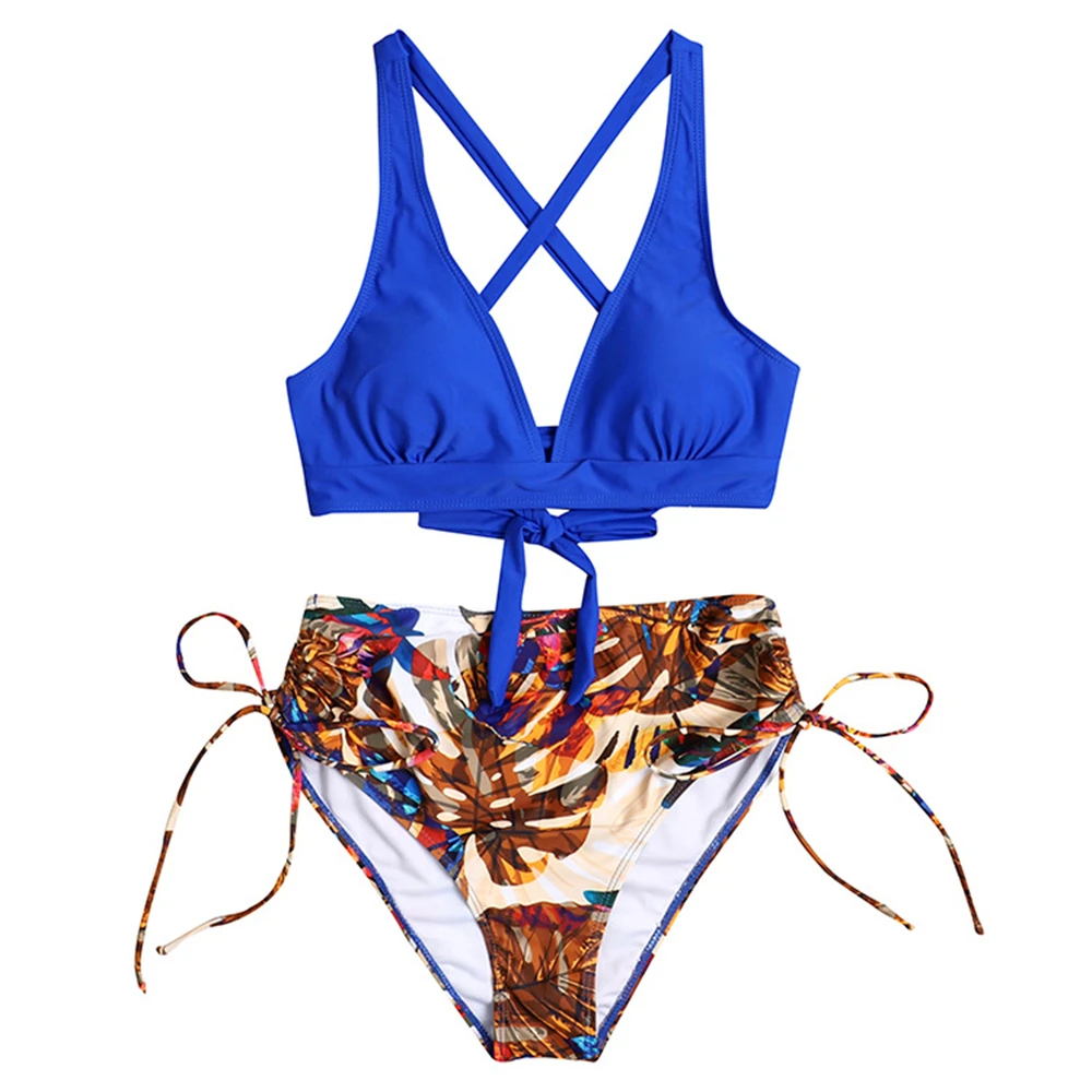 

Fashion Print Bathing Swimwear Women Sexy Elastic Bikinis Vacation Beach Two-Pieces Set 2021 Summer Hot Sale High Waist Bikinis