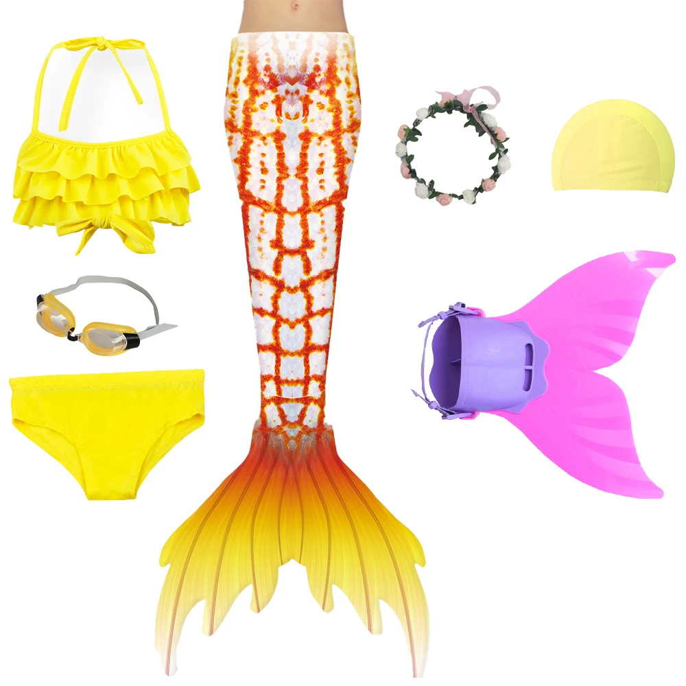 Детский купальник русалки для девочек розовый и синий косплея хвоста купальники