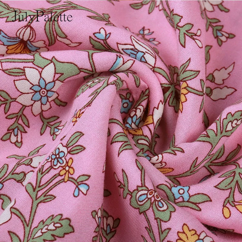 

Julypalette Bohemian Floral Printed Woman Summer Dress Casual V-neck Beach Maxi Sundress Holiday Short Sleeve High Waist Dress