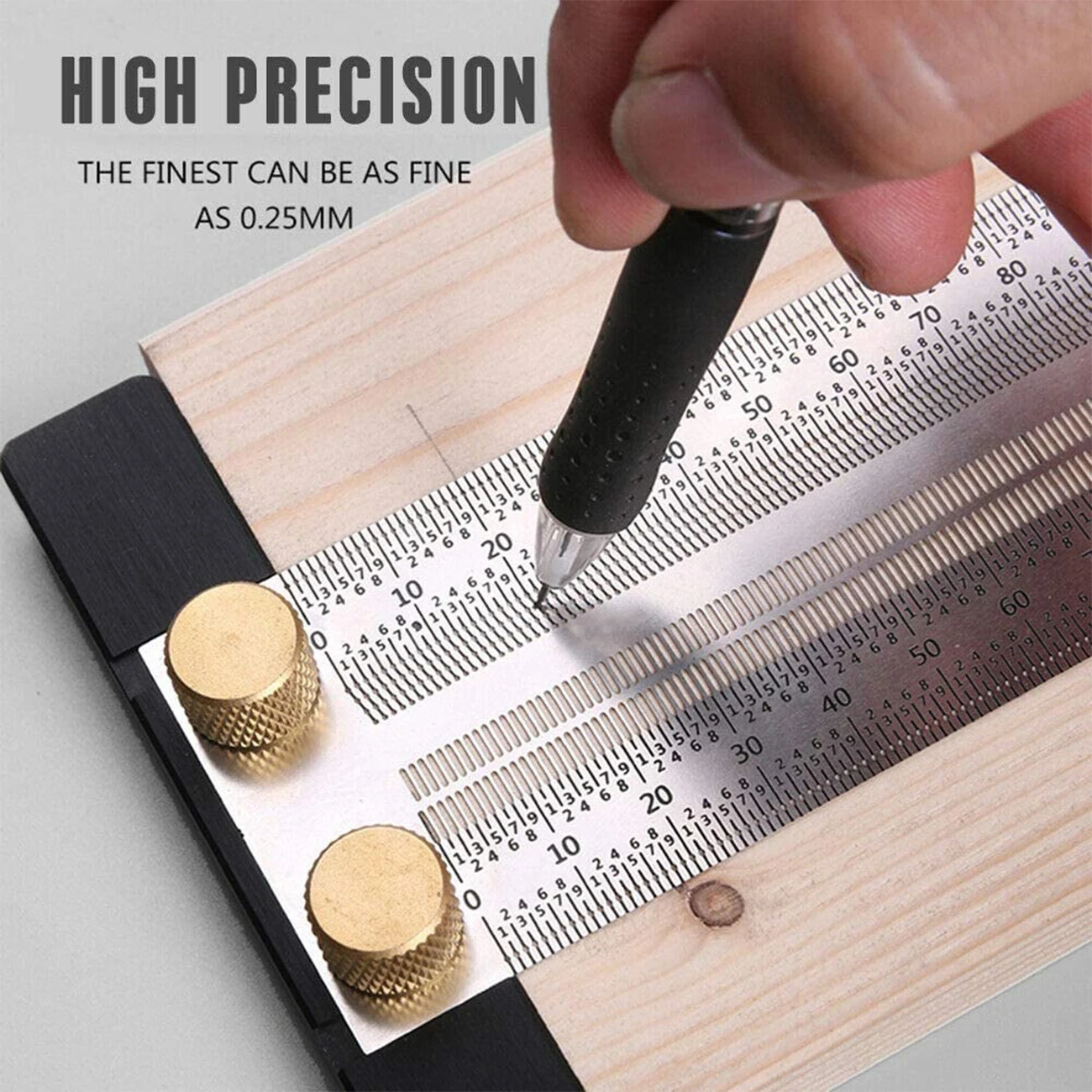 

Woodworking Marking T-Rule Scale Ruler T-Type Hole Ruler Stainless Scribing Mark Carpenter Line Gauge Carpenter Measuring Tool