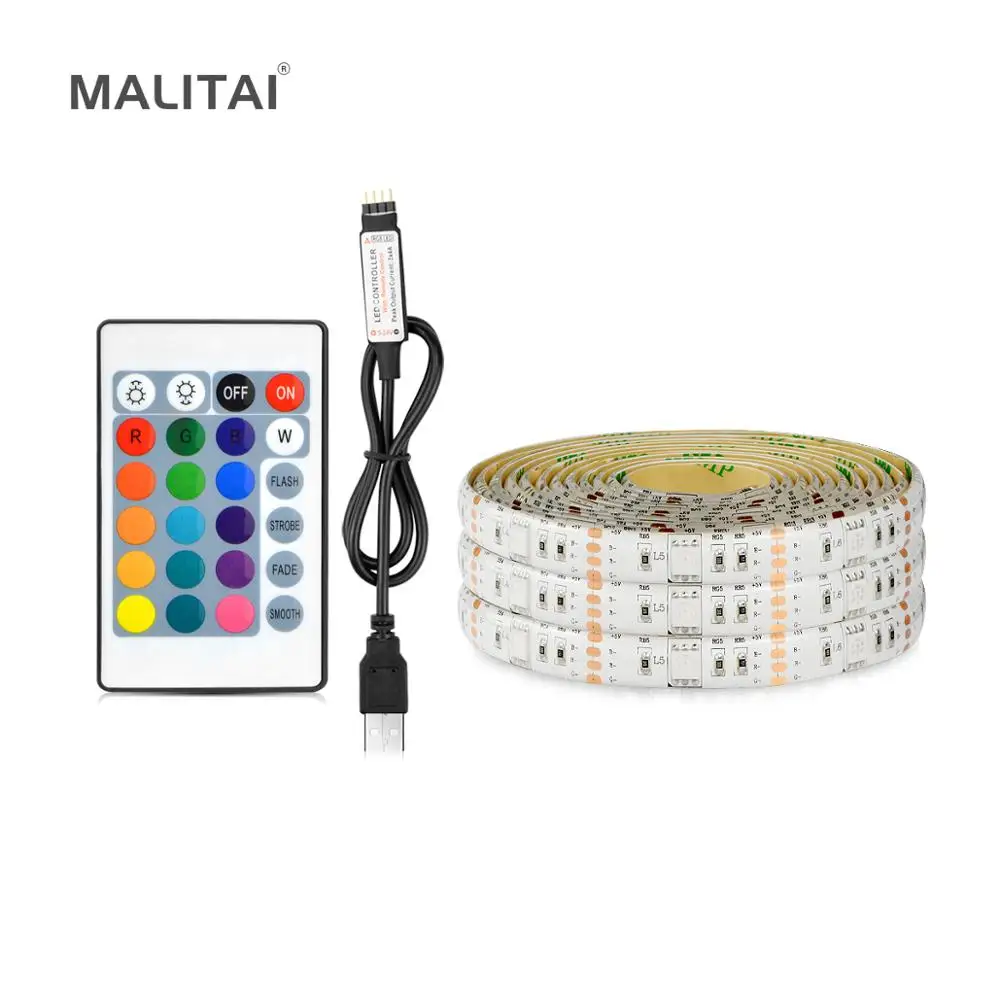 SMD 2835 5050 DC 5 В USB светодиодный светильник 3528 RGB Светодиодная лента лампа ТВ PC подсветка декоративный светильник ing 1 м 2 м 3 м 4 м 5 м 24key пульт дистанционного управления
