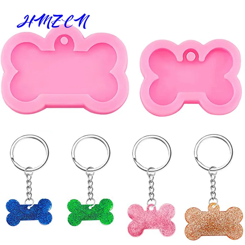 

6PCS Dog Bone Shape Silicone Mold For Key Chain Pendant Moulds Suitable For Clay Diy Jewelry Making Epoxy Resin Mold