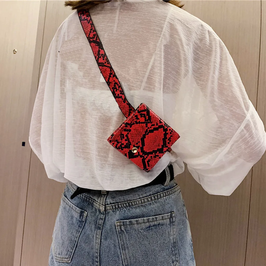 Женская модная Ретро мини сумка со змеиным принтом через плечо из искусственной