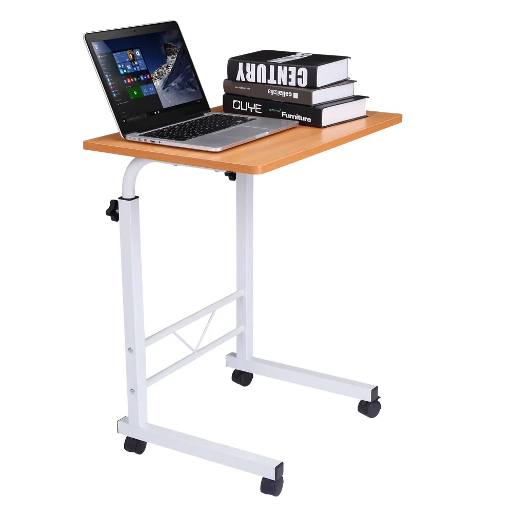 

Removable Office Computer Desk P2 15MM Chipboard&Steel Side Table 60x40x70-96CM Beech Wood Color[US-Stock]