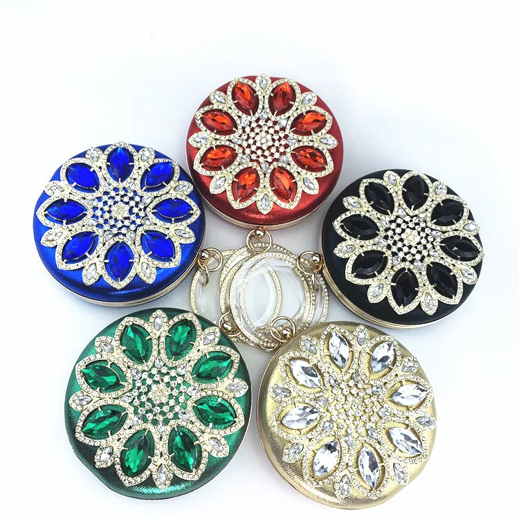 

Green Clutch Bag Women Round Clutch Purse Evening Bag Crystal Wedding Purse and Handbag Exquisite Chain Shoulder Bag ZD1244