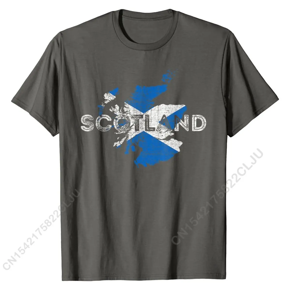 Сувенирная шотландская карта и флаг-Темная футболка из Шотландии модные