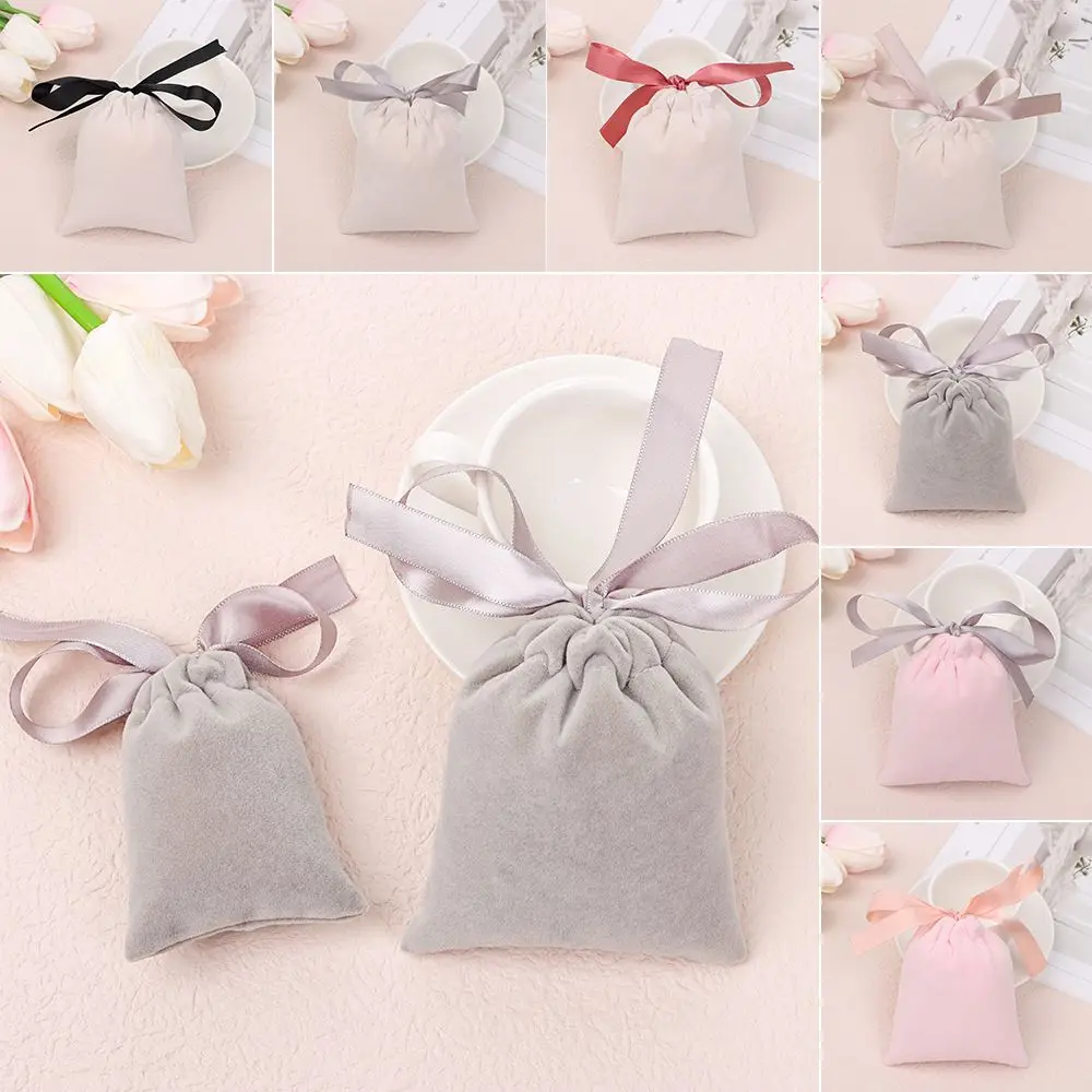 

Necklace Wrapping Bag Gift Portable Ribbon Flannel Pouches Storage Pouch Jewelry Packaging Bag Drawstring Pouches